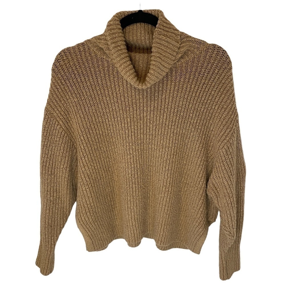 ZARA Brown Ribbed Knit Turtleneck Sweater Size Small - Picture 3 of 7
